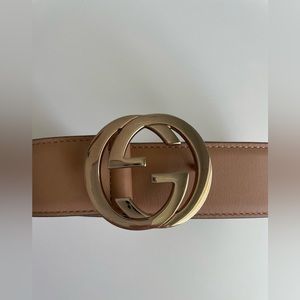 Authentic GUCCI Interlocking G Belt Leather 90/36 Tan